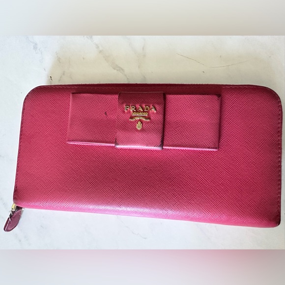 AUTHENTIC Prada Pink Saffiano Bow Wallet (Pre-Owned) - Picture 8 of 10